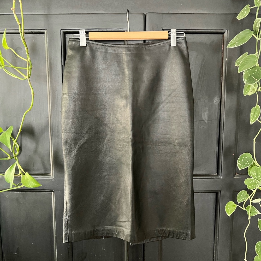 Classic Black Leather Skirt